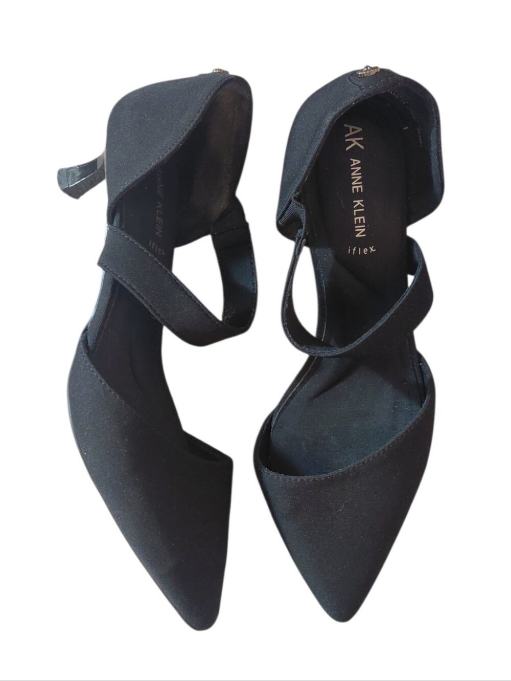 Anne Klein Black Pointed-Toe Mary Jane Style Strappy Kitten Heels Size 7